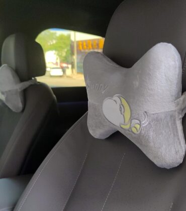 Tianmei 2 PCS Cute Cartoon Seat Neck Pillow for Car and SUV, Driving Support Headrest Cushion Fits Most Vehicles (Monkey Gray - 1 Pair)